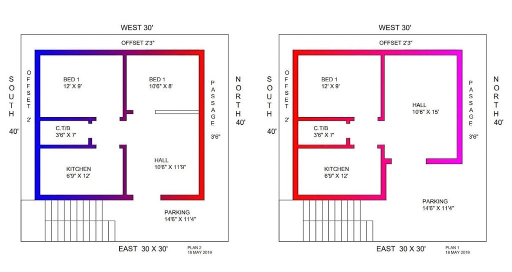 Simple 1 BHK House Plan Drawing